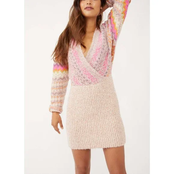 🎉LAST CHANCE🎉 NWT Free People Forever Fairisle Dress / Strawberry Combo - Picture 2 of 7